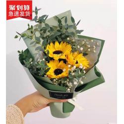 비누꽃 해바라기 별가득한하늘 드라이플라워 꽃다발 동창생선물 단짝친구 여자친구 생일 피크닉 520꽃다발, T16-5개 해바라기 5개 자주색장미 중간사이즈