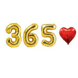 파티야놀자 365 일주년 기념일 풍선 파티풍선 세트, 365_골드(소)+하트[색상랜덤]