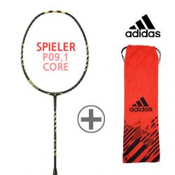 [민턴나라] 아디다스 배드민턴라켓 공격자형 중급자 이상 슈필러 SPIELER P09.1 CORE BLACK ADIRK914501 라켓 + 스트링 풀커버 포함, 요넥스BG80 25(남성적정)