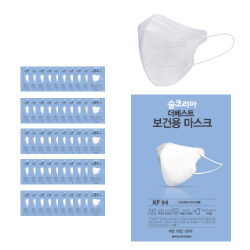 숨코리아 더베스트 Kf94 새부리형 마스크 대형 개별포장 국내산 흰색 1매입*50개