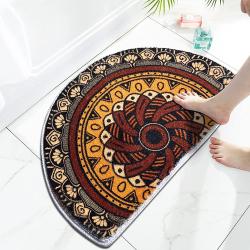 반원형 도어 매트, 반원형 욕실 바닥 깔개, 빈티지 레드 다채로운 인도 만다라 깔개, 미끄럼 방지 환영 입구 방식 깔개, 흡수성 목욕 매트, 주방 거실 용 극세사 술 실내 깔개, A4