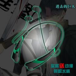 하츠네미쿠 나루토 헤드셋 헤드셋 휴대용 스포츠 무선 블루투스 보조 요소 귀마개, 자이언트 그린 + 블랙 공격 (일본어판), 컨셉 헤드셋을 구입하고 테마 컵을 보내십시오