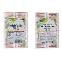행복나무 자작나무 Kc마크 위생 100% 면봉 제조일자 표기 40개 100개입