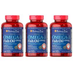 Puritan's Pride Omega-3 Fish Oil 퓨리탄 프라이드 오메가-3 피쉬 오일 코팅 1200mg 120정x3통 심혈관 동맥 건강