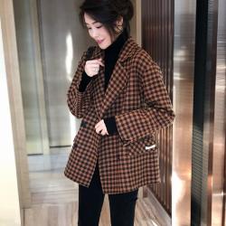 버건디코트 겨울용 신제품 양면 캐시미어 모직물 코트 여성스타일리쉬한