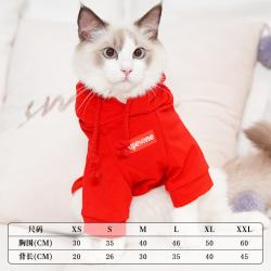 Apr.29 226번 고양이 옷 여름 얇은 잠옷 넷 홍유묘성묘영 짧은 여름 테디보미 애견 옷Z, 트 렌 디 한 맨투맨 레 드 (봄 여름) 두 발.
