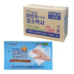 유한그린텍 마법의 청소박사 1714 특대형 1팩 2매 250팩 찌든때제거 청소물티슈 1box