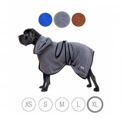 Bella & Balu Microfiber Dog Bathrobe-목욕 수영 또는 빗속에서 걷고 난 후 건조되는 흡수성, S, grey
