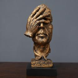 인테리어 진열 장식품 침묵함 골드 사무실 마네키 수반 비지니스 퀄리티 사장님 사무용 책상 책장 테이블장식 1751167466, 보고도 못 본 체하다 추상무늬
