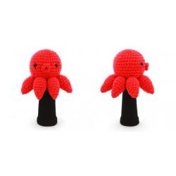 AMIMONO 아미모노 귀여운 문어 뜨개질 골프채 Handmade 페어웨이 우드 커버 완소템, 빨간