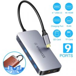 4k Hdmi Rj45 기가비트 이더넷 포트 4개 USB 3.0 포트 tfsd 카드 판독기 90w pd 포트(macbookproair), 상세 설명 참조0