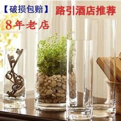 착지 거실 진열 장식품 꽃꽂이 말린꽃 노르딕 유리화병 투명 스트레이트핏 일자 부귀죽을 물에 불리다 수양 보틀, 입 15CM 하이 80CM