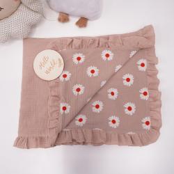 [모숭상]모슬린 Swaddle Ruffled Rainbow Print 더블 레이어 코튼 신생아 아기 술 담요 모슬린 기저귀 Babi Bath Towel