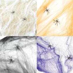 23 다온무역 / 할로윈장식거미줄 거미줄 거미 할로윈장식 할로윈용품 벽걸이조화 산타복 페이퍼크래프트 기타파티소품 할로윈장식거미줄(퍼플)
