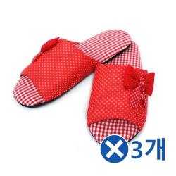 여성용 리본 이거실화 3켤레 색상랜덤발송 집슬리퍼 슬리퍼 거실슬리퍼 층간소음슬리퍼 내빈용슬리퍼