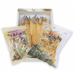 인제 백담마을 황태종합선물세트[황태포5미] (특대)+황태채+표고버섯], 개