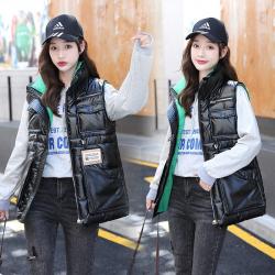 DFMEI 패딩 조끼 워싱 프리 여 아우터 베스트 매치 숏 브라이트 패딩외투를 끼우다
