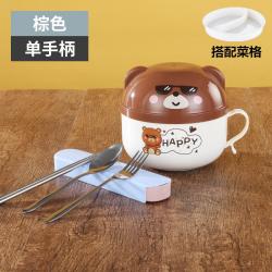 면기 가족 3식구 그릇과수저 세트 타입학생 라면그릇 뚜껑포함 스테인레스 귀여운 도시락 소녀감성 기숙사 컵라면, T19-편수냄비 브라운(요리와 함께)+식기