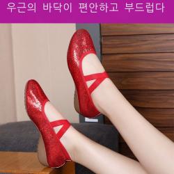 광장 댄서 소프트 베이스 와 고무줄 밑창 댄스 신발 외 신다 패션 사계절 중 노모 댄스 신발, 34, 빨강