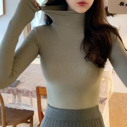 티데일리 여성용 리얼핏 소프트 골지 목폴라 긴팔 티셔츠
