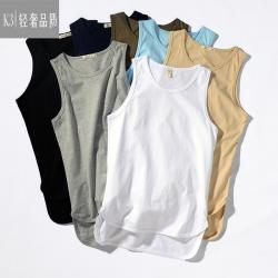 남자나시 에누리꾼 남성 순면 工모양 조끼 앞은짧고뒤는긴스타일 운동 이너웨어 힙합 비보잉 민소매 가디건 유행