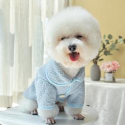 구름 솜털 강아지 테디 팔찌 컵 고양이 법투 소형 어린 개는 곰보다 코키가 두껍다 겨울 가을 계절복, 심플 일본풍 구름 솜털 코트 블루, 18 번 ：건의 11 -16 근