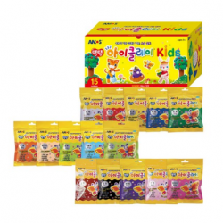 아모스 탱탱아이 칼라클레이 키즈 50g x 15종세트, 1세트, 혼합색상
