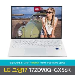LG전자 LG그램 17ZD90Q-GX56K 램 16GB+NVMe256GB 노트북, 17ZD90Q-GX56K, Free DOS, 16GB, 256GB, 코어i5, 스노우화이트