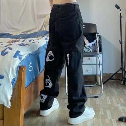 SURBORT 미국식 길거리 포켓 해골 날염 청바지