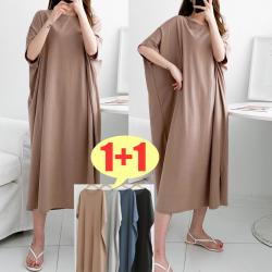 러브포텐 가오리 핏 반팔 롱원피스 1+1