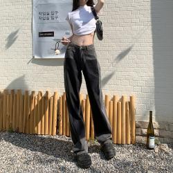 봄옷 특이한 와이드 팬츠 여성 고가 디자인감 작은 배 모양 몸매 뚱뚱하다 mm 큰 사이즈 날씬해 보이다