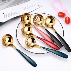 스테인레스 스틸 작은 숟가락/귀여운 단일 수프 쉘/창조적 인 가정 셀프 서비스 냄비 숟가락/일반적인 죽 숟가락, 솔리드 골드 소쿠리
