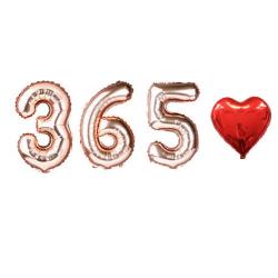 파티야놀자 365 일주년 기념일 풍선 파티풍선 세트, 365_로즈골드(대)+하트[색상랜덤]