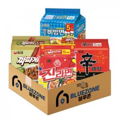  블루존 오뚜기 농심 팔도 봉지라면 4종 세트 신라면5p + 진라면매운맛5p + 짜파게티5p+ 팔도비빔면5p 1세트