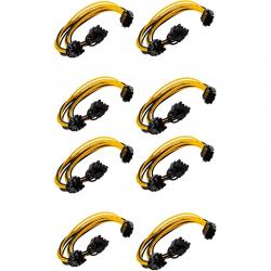 Xzante 8Pcs 6 핀-듀얼 PCIe 8 핀(6+2) 이미지 카드 PCI 표현하다 전원 어댑터 GPU VGA Y-분배기 확장 케이블 마이닝, 1개, 옐로우 & 블랙