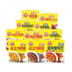 [블루존] 오뚜기 3분요리 10개입(쇠고기카레2+쇠고기짜장2+김치참치+낙지+춘천닭갈비+제육덮밥+햄버그+미트볼), 1세트