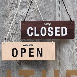 사인통 우드 오픈 클로즈 안내판 Open Close 양면 문패 팻말 월넛
