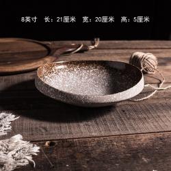 독창적 인 개성 고급 질감 특별한 모양의 세라믹 요리 레트로 넷 레드 식기 가정 요리 간식 두꺼운 가장자리 요리, 두꺼운 8 인치 둥근 그릇 (골드)개, 두꺼운 8 인치 둥근 그릇 (골드)