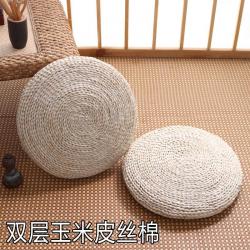 짚단 옥수수 가죽 뜨개질 방석 다다미 바닥 타석 배불 선 수 날리는 창 원형 포초 덩굴 매트, 더블레이어 옥수수 가죽 풀솜 내하트