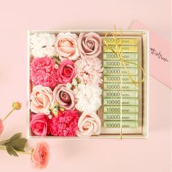 뷰티풀데코센스 용돈박스 + 보자기 + 고급태슬 + 쇼핑백, 핑크
