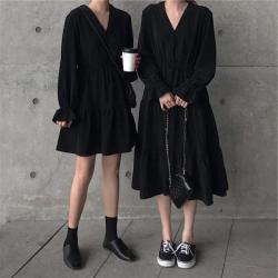 DFMEI 초가을 봄 긴팔 여름 느낌 원피스 빅사이즈 여성복 뚱뚱한 mm 선녀박조목