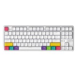 Ajazz K870T 게임밍 기계식키보드 블루투스 유무선듀얼모드 PC태블릿 게임용사무용<당일출고/최소5-8일 수령가능/공휴일제외>, 화이트/레드스위치