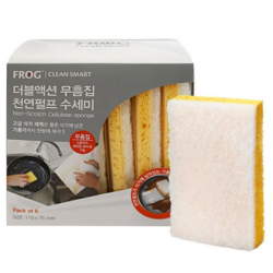 프로그 더블액션 무흠집 천연펄프 양면 수세미, 6개입, 1개