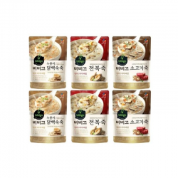 비비고 파우치 죽 450g (누룽지닭백숙죽2+전복죽2+소고기죽2), 1세트