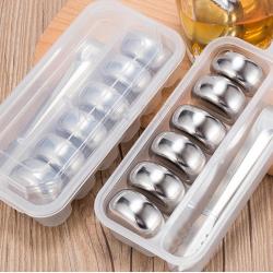 kirahosi 아이스큐브 녹지 않는 얼름 여름 스테인리스 가짜얼음 얼음 맥주 와인 커피 아이스 118 CM +덧신 증정 DDxd9o9u, 네모 난 덩어리./6 알+304집게