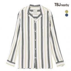 TBJ 티비제이-초특가전-[최초 40% 판매] 남성 레이온 루즈핏 쿠반카라 스트라이프 셔츠 봄 가을 긴팔 [잔여수량 초특가할인