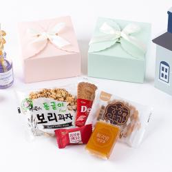효 간식5종 선물 세트 상자 포장 단체 어른 어르신 부모님 노인정 결혼답례 승진턱 과자 시보해제 탕비실 간담회 다과 과자 교회 회사 시상 산악회 관광버스, 1VLD_어른간식 효 선물 상자 세트