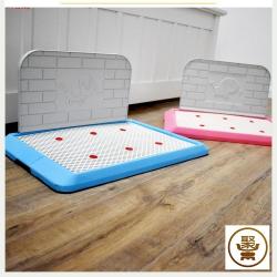 강아지배변판 강아지 화장실 격자체크 평판식 애완동물 기둥있음 포함덧문 강아지변기, 선택하세요-T04-핑크 포함덧문