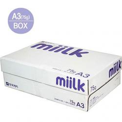 한국제지 75g/밀크/250매×5권/박스 문구용품 복사용지 전용지 사무용품 문구사무/복사용지A3 종이류