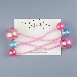 파스텔 물방울 왕방울 머리끈 (1쌍) 6 color 유아머리끈 방울머리끈